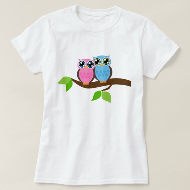 Sweet Romantic Owls T-Shirt (Design Front)