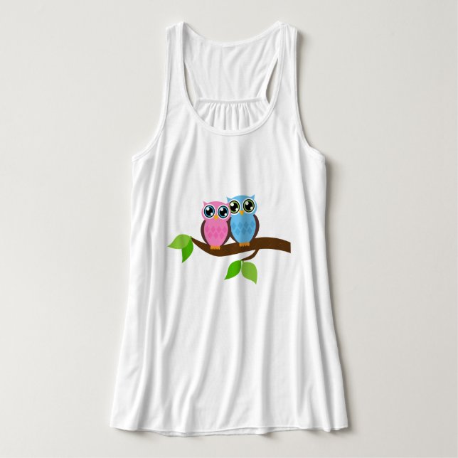 Sweet Romantic Owls Tank Top (Design Front)