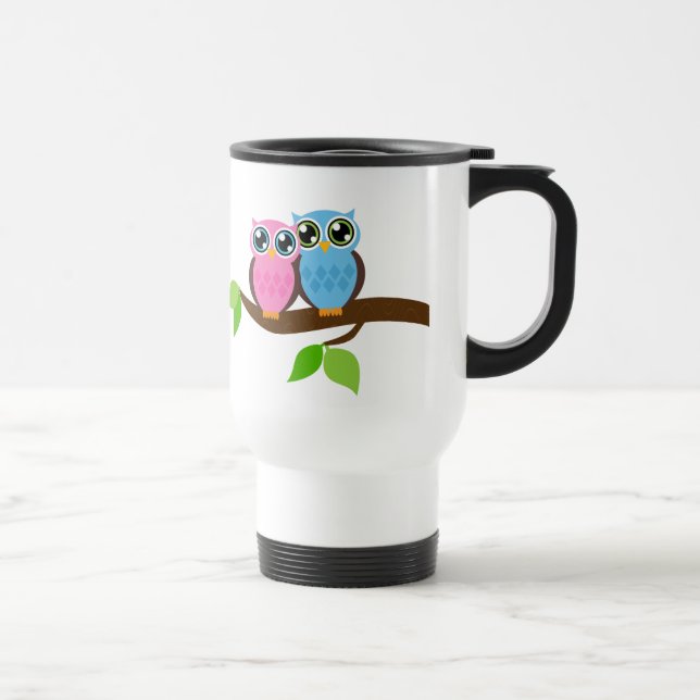 Sweet Romantic Owls Travel Mug (Right)