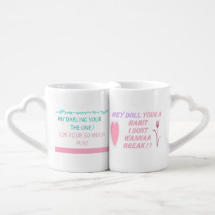 Sweet romantic poet love pastel colored  coffee mug set