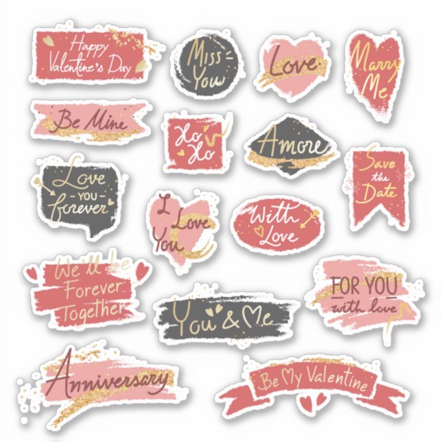 Sweet romantic valentine Custom-Cut Vinyl Sticker (Front)