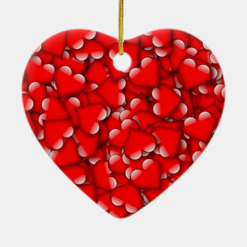 Sweet Romantic Valentine Love Hearts Red Ceramic Ornament