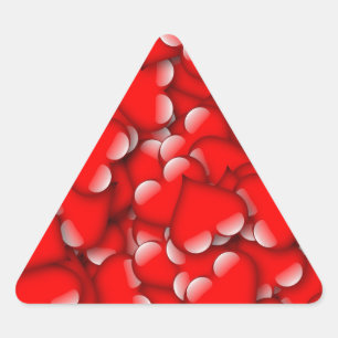 Sweet Romantic Valentine Love Hearts Red Triangle Sticker