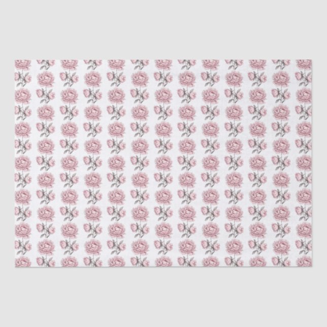 Sweet Romantic Vintage Brush Peony Flower  Tissue Paper (Front)