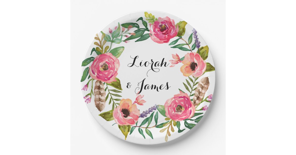 Sweet Romantic Watercolor Flower Paper Plate Zazzle Com On this page you will find all the 9 paper flower templates i have shared so far. zazzle