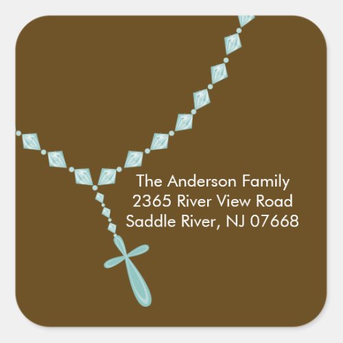 Sweet Rosary Beads Address Sticker Baptism