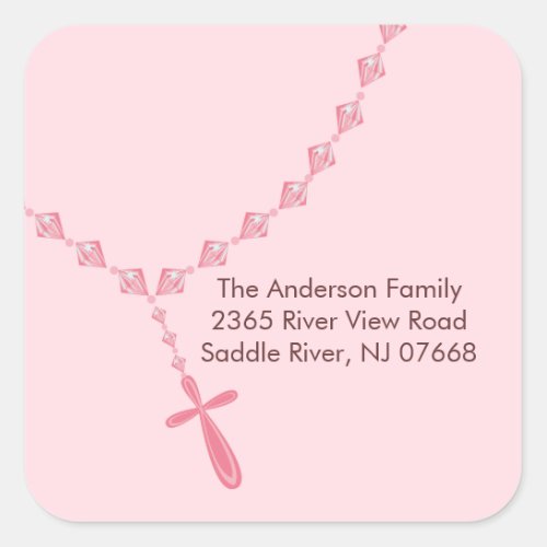 Sweet Rosary Beads Address Sticker Baptism
