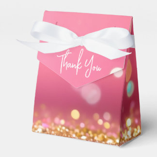 Sweet Rose Gold Glitter Glam Thank You Favor Box
