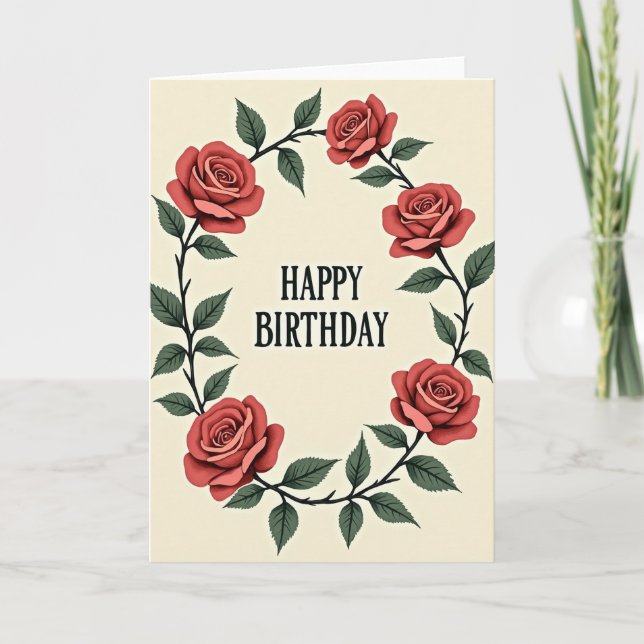 Sweet Rose Wreath Card (Front)