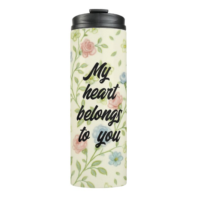 Sweet Roses & Clover Seamless Pattern - Gentle Flo Thermal Tumbler (Front)