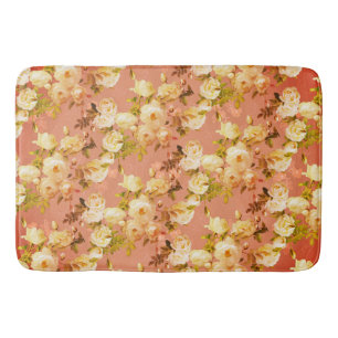 Sweet Roses on Red  Bath Mat