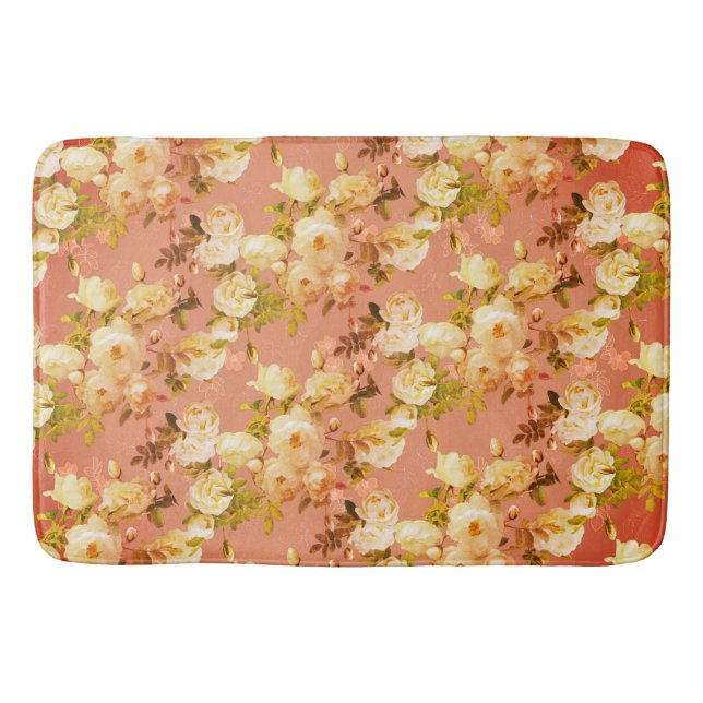 Sweet Roses on Red  Bath Mat (Front)