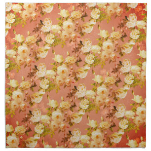Sweet Roses on Red  Cloth Napkin