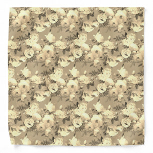Sweet Roses on Sepia Bandana