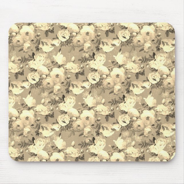 Sweet Roses on Sepia  Mouse Pad (Front)