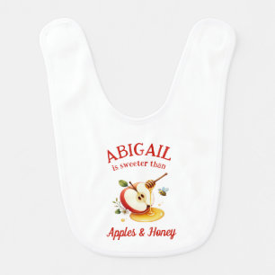 Sweet Rosh Hashanah Apples & Honey Custom Name  Baby Bib