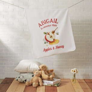 Sweet Rosh Hashanah Apples & Honey Custom Name  Baby Blanket