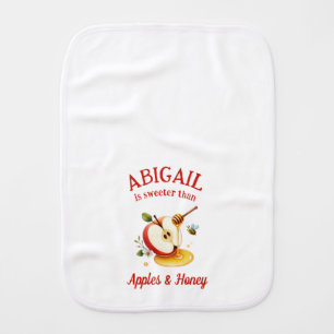 Sweet Rosh Hashanah Apples & Honey Custom Name Baby Burp Cloth