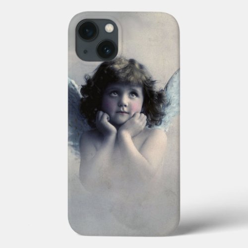 Sweet Rosy Cheeked Vintage Angel in Clouds iPhone 13 Case