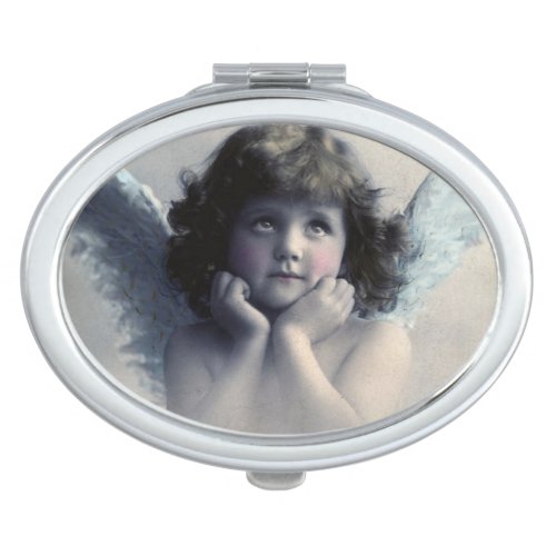 Sweet Rosy Cheeked Vintage Angel in Clouds Compact Mirror