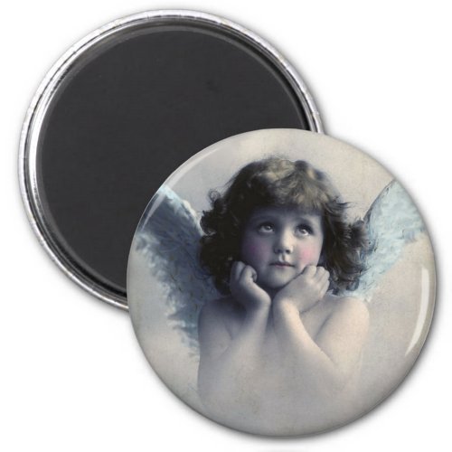Sweet Rosy Cheeked Vintage Angel in Clouds Magnet