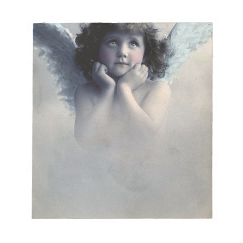 Sweet Rosy Cheeked Vintage Angel in Clouds Notepad