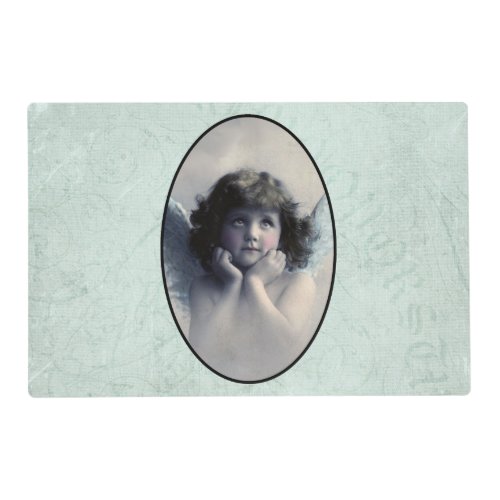 Sweet Rosy Cheeked Vintage Angel in Clouds Placemat