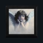 Sweet Rosy Cheeked Vintage Angel in the Clouds Gift Box<br><div class="desc">Beautiful vintage design of a sweet angel with soft white wings and rosy cheeks,  holding her face in her hands. Looking peaceful and kind. The background is filled with soft ethereal clouds.</div>