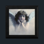 Sweet Rosy Cheeked Vintage Angel in the Clouds Gift Box<br><div class="desc">Beautiful vintage design of a sweet angel with soft white wings and rosy cheeks,  holding her face in her hands. Looking peaceful and kind. The background is filled with soft ethereal clouds.</div>