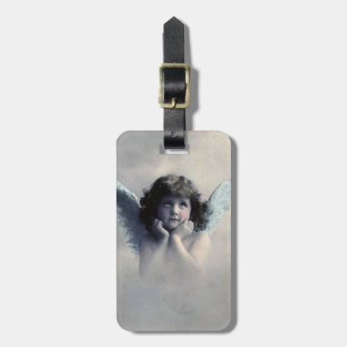 Sweet Rosy Cheeked Vintage Angel in the Clouds Luggage Tag