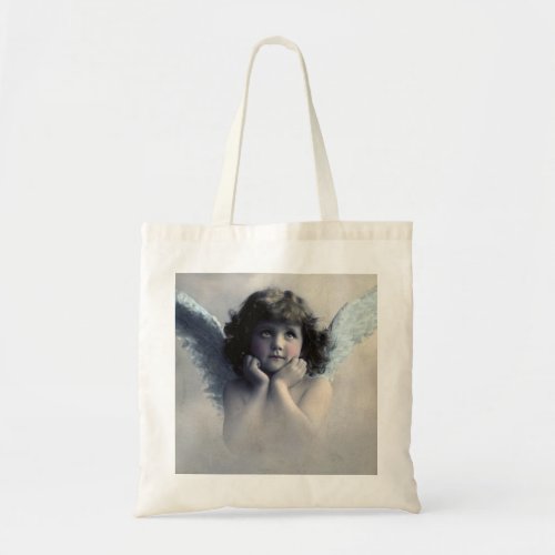 Sweet Rosy Cheeked Vintage Angel in the Clouds Tote Bag