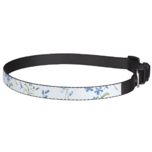 Sweet Royal Blue Ditzy Flowers on Pale Blue Pet Collar