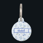 Sweet Royal Blue Ditzy Flowers on Pale Blue Pet ID Tag<br><div class="desc">Dainty "ditzy" royal blue flowers against a pale blue background give this pet ID tag such a chic stylish look. There's a panel for you to personalize the leash with your puppy or kitty's name in blue script. The back side has a place for you to put the name and...</div>