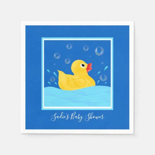 Sweet Rubber Ducky Bubbles Baby Shower Napkins