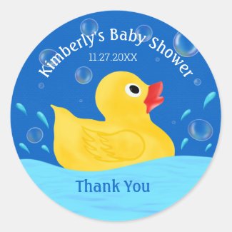 Sweet Rubber Ducky Bubbles Baby Shower Thank You Classic Round Sticker