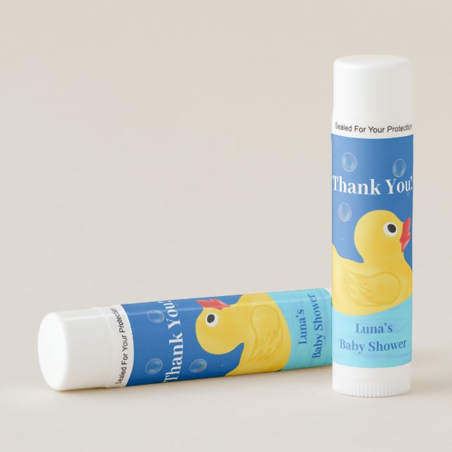 Sweet Rubber Ducky Bubbles Baby Shower Thank You Lip Balm (Front)