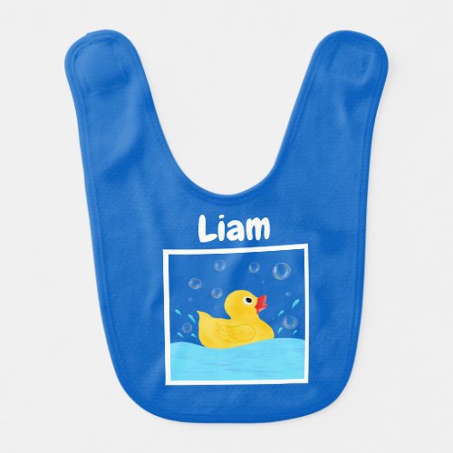 Sweet Rubber Ducky Bubbles Personalized Baby Bib