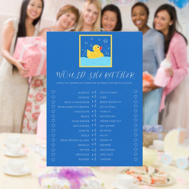 Sweet Rubber Ducky Bubbles Would She Rather Game Invitation (Creator Uploaded)