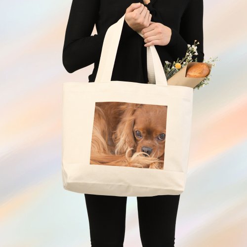 Sweet Ruby Cavalier King Charles Spaniel Large Tote Bag