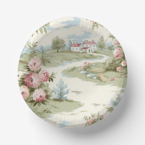 Sweet Rustic Country Home Floral Landscape Paper Bowls