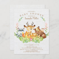 Sweet Rustic Forest Animals Baby Shower Invitation