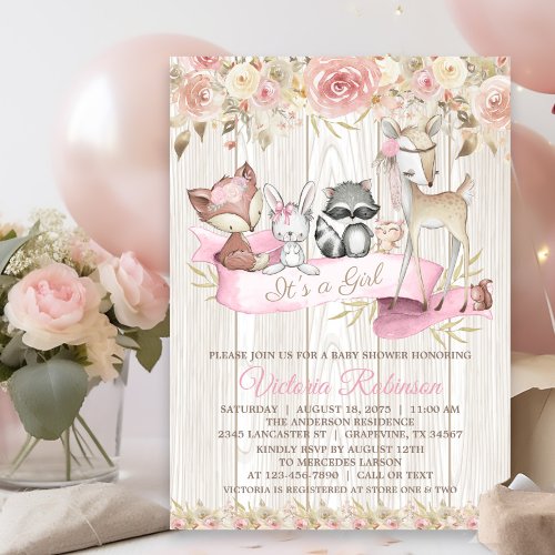 Sweet Rustic Forest Woodland Animal Baby Shower Invitation