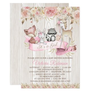 Sweet Rustic Forest Woodland Animal Baby Shower Invitation
