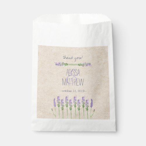 Sweet Rustic Purple Lavender on Kraft Look Wedding Favor Bag