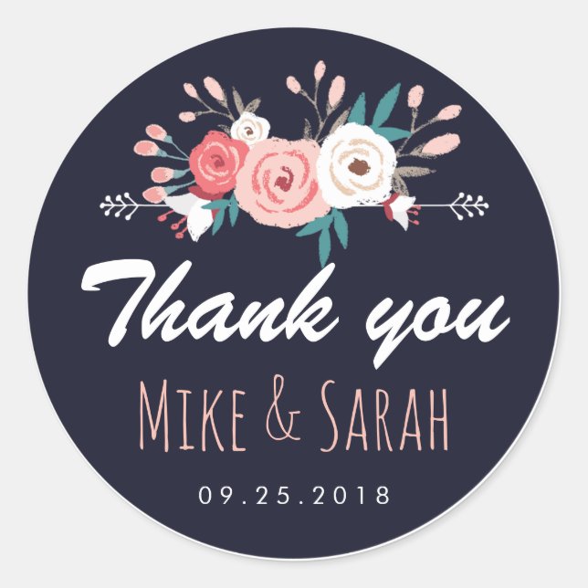 Sweet Rustic Spring Floral Wedding Favor Sticker (Front)