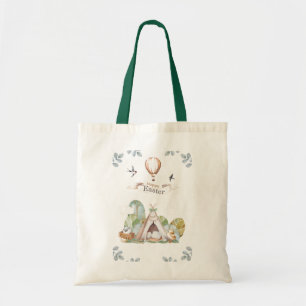 Sweet Rustic Woodland Animal Happy Easter Tote Bag