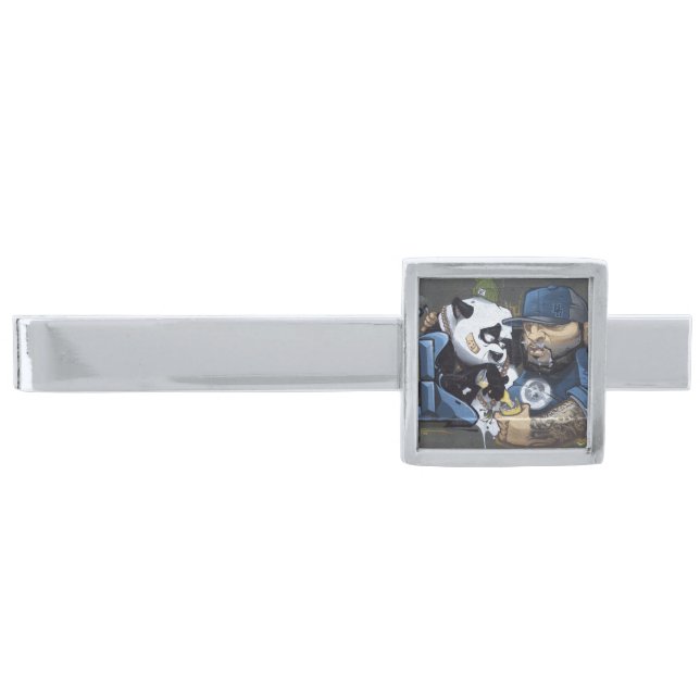 Sweet Sad Panda Found A Buddy Silver Finish Tie Clip (Front)