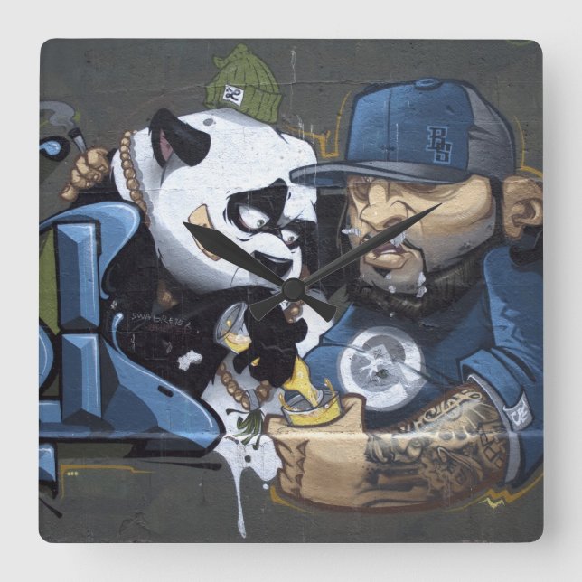 Sweet Sad Panda Found A Buddy Square Wall Clock (Front)