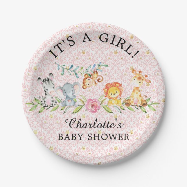 Sweet Safari Animals Baby Shower 7" Plate (Front)