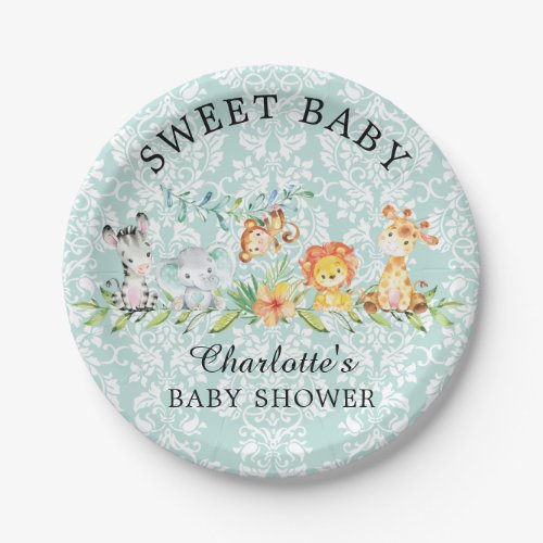 Sweet Safari Animals Baby Shower 7 Plate